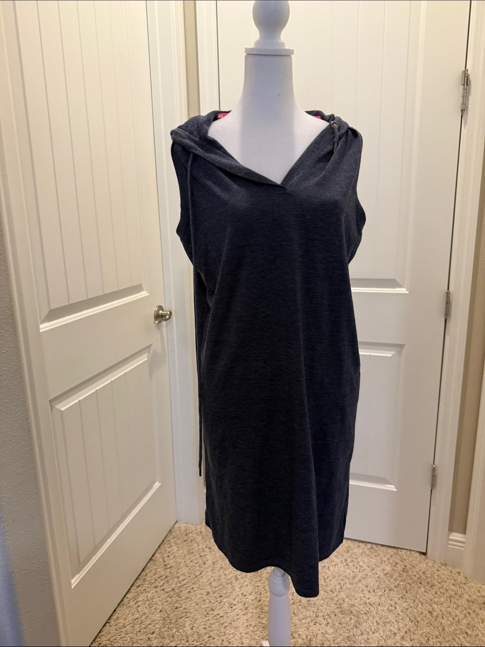Sleeveless Hooded Shift Dress - Dark Charcoal
